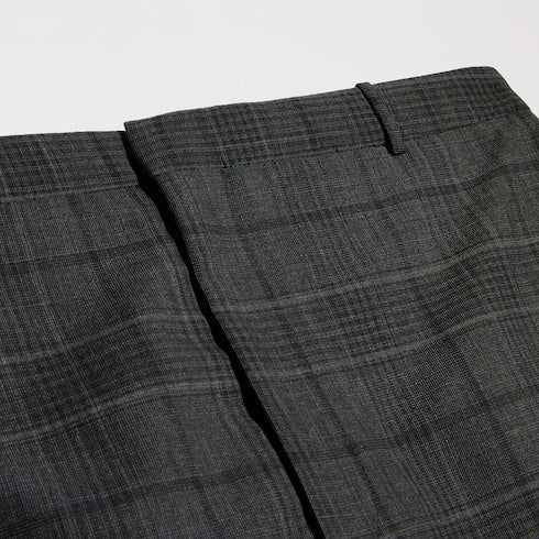 Checked fine wool pants - grey and beige