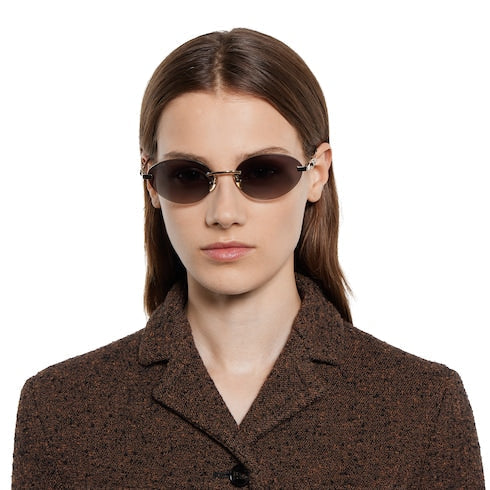 Frameless oval sunglasses - gold-toned