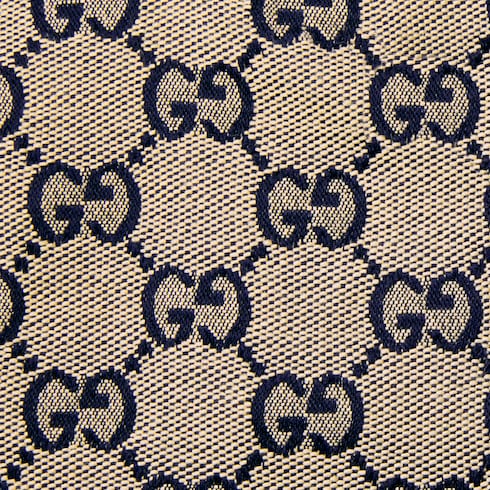 Children's GG canvas coat - beige and blue