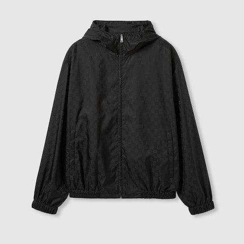 GG nylon jacquard zip jacket - black
