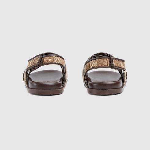 Toddler GG sandal - beige and dark brown canvas