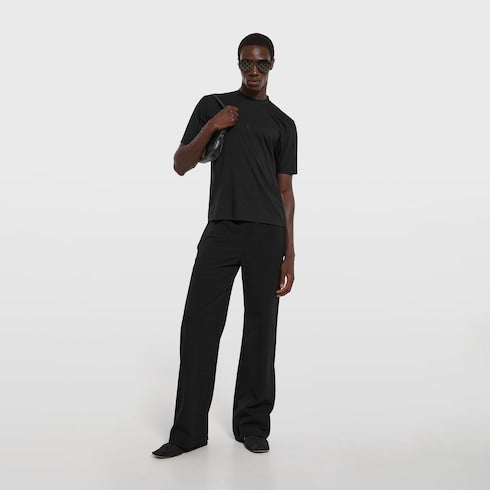 Soft rayon jersey T-shirt with embroidery - black