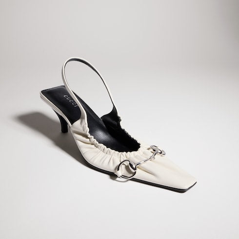 Women's Vittoria slingback pump with elastic - white soft nappa leather