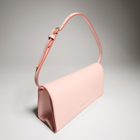 Mini pouch with Gucci lettering - light pink leather