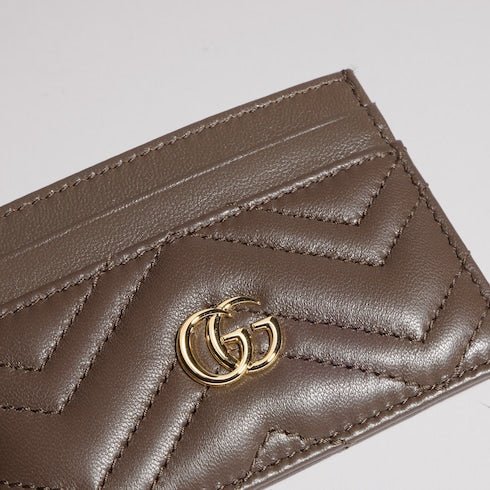 GG Marmont card case - dark taupe leather