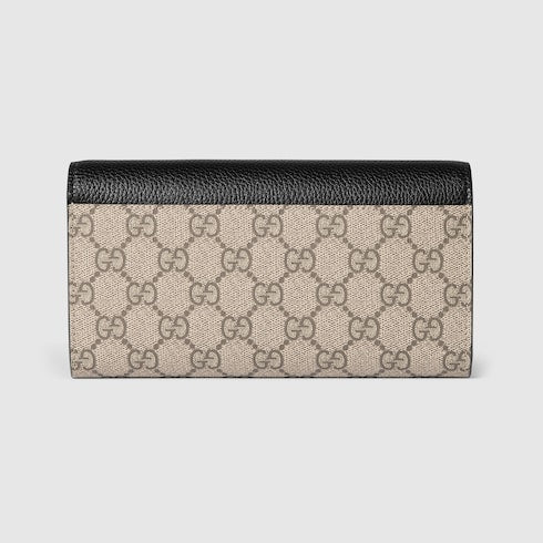 Bi-color GG Marmont continental wallet - beige and black leather