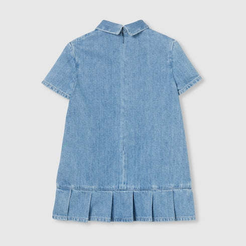 Children's denim dress with Web - light blue