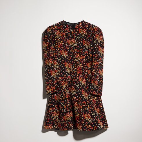 Printed silk dress - black and red