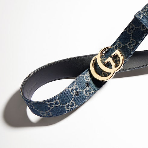GG Marmont wide belt - dark blue GG denim