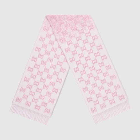 GG alpaca wool blend scarf - pink and white