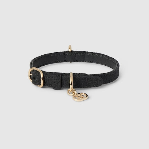 Extra-small pet collar - black GG canvas