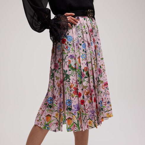 Printed silk midi skirt - multicolor