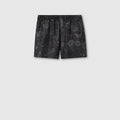 Printed silk twill shorts - black and grey