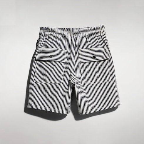 Children's striped denim shorts - white and blue