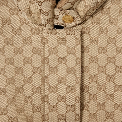 GG cotton canvas fabric zip jacket - sand