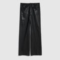 Light wool pants with chintzed finish - black