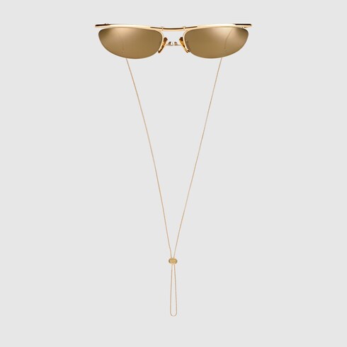 Foldable oval-shaped sunglasses - gold-toned