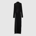 Viscose crêpe jersey dress with split - black