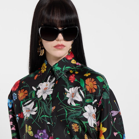 Printed silk twill shirt - multicolor