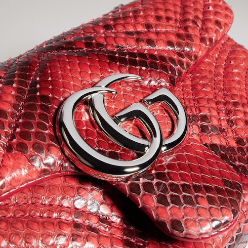 GG Marmont python small shoulder bag - deep red
