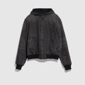 Reversible cotton denim zip jacket - black and dark grey