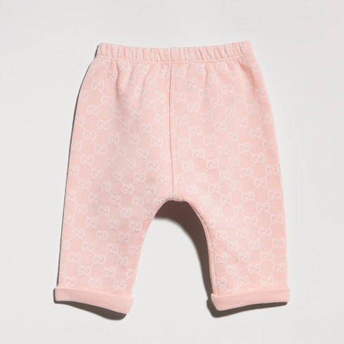 Baby printed cotton pants - light pink