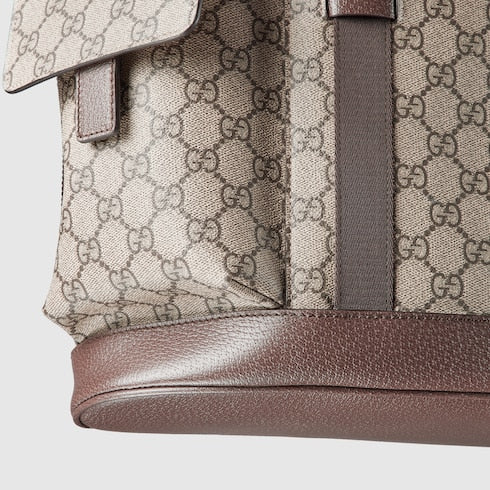 Ophidia large backpack - beige and dark brown fabric