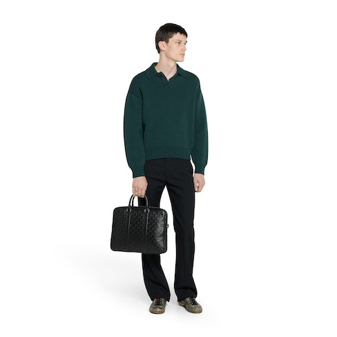 GG Emblem large briefcase - black GG leather