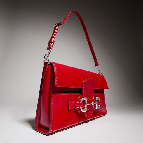 Horsebit Ristretto medium shoulder bag - red leather