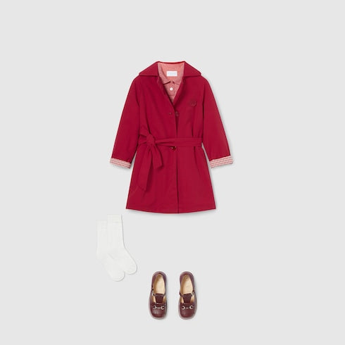 Children's GG cotton polo dress - light red