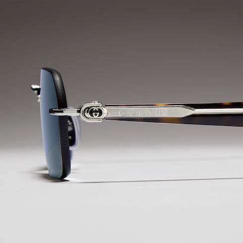 Rectangular-frame sunglasses - silver metal