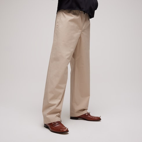 Cotton poplin pants - light beige