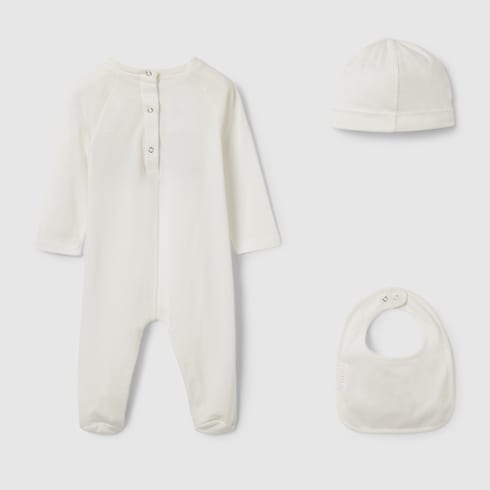 Baby cotton three-piece gift set - white