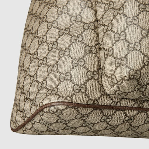 Ophidia medium backpack - beige and dark brown fabric