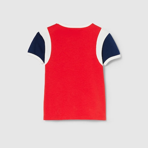 Children's cotton T-shirt - red, white and dark blue