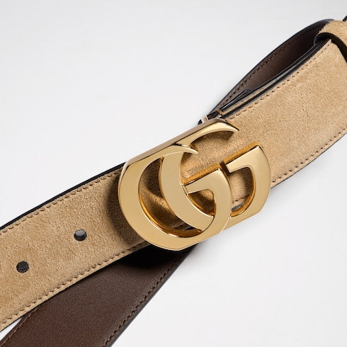 Cut GG Marmont belt - sand soft suede
