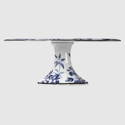 Herbarium cake stand - blue and white porcelain