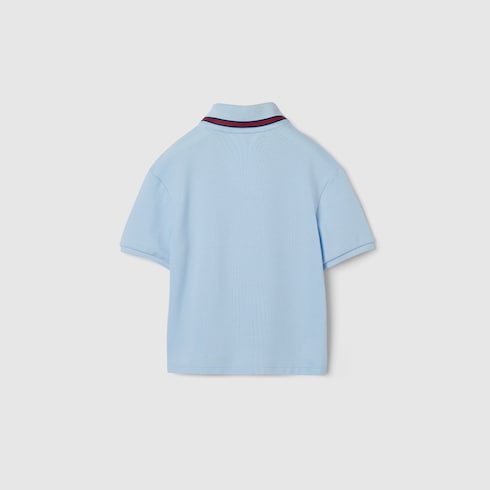 Baby cotton polo shirt with Web - light blue