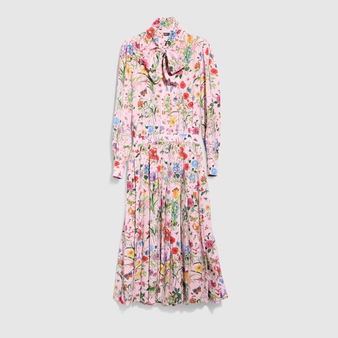 Printed silk chemisier dress - multicolor