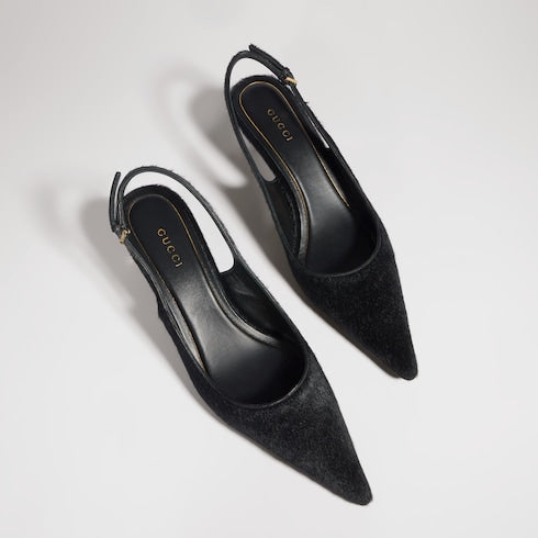 Women's Castello slingback - black calf hair