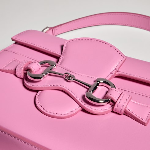 Horsebit Duomo small top handle bag - bright pink leather