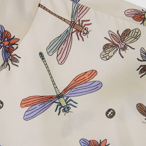 Printed silk twill dress - white