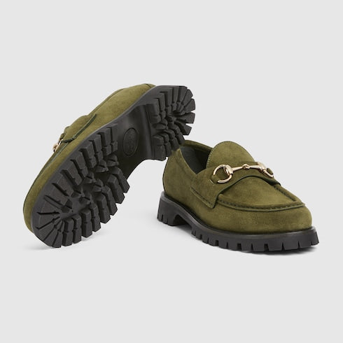 Women's loafer with Horsebit - dark green suede