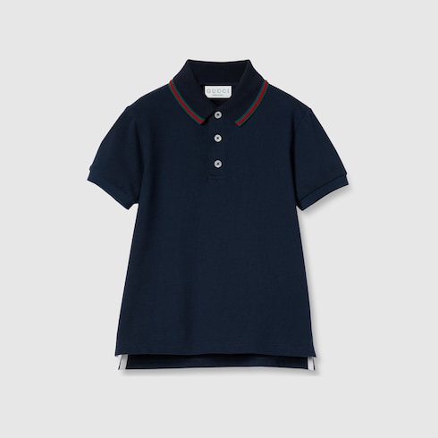 Children's cotton polo top with Web - dark blue