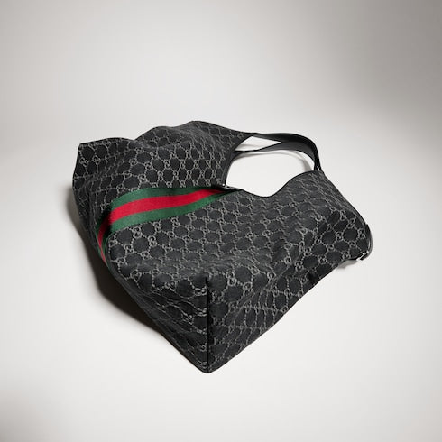 Gucci Giglio large tote bag - black GG denim