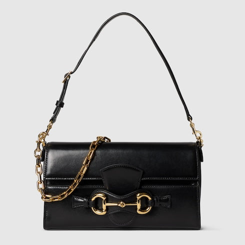 Horsebit Ristretto medium shoulder bag - black leather