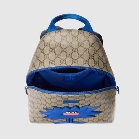 Children's GG backpack with prints - beige and brown GG Supreme
