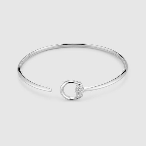 Gucci Horsebit diamond 18k bangle bracelet - 18k white gold