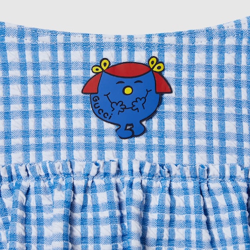 Children's bikini set gingham fabric - white and blue