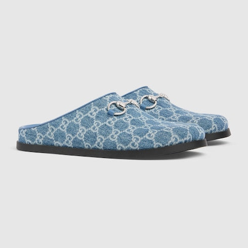 Women's mule with Horsebit - blue GG denim